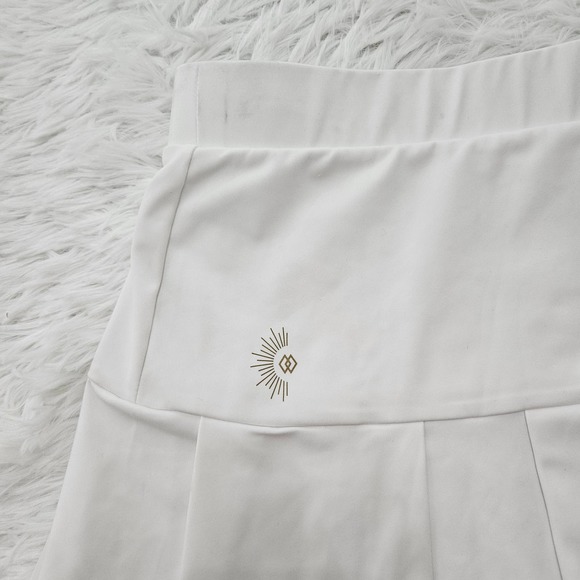 Citrine Glow Sz XL White Tiered Pleated Flare Tenniscore Golf Preppy Mini‎ Skirt - Picture 2 of 8